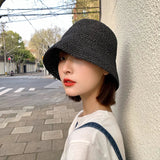 Vvsha Christmas Gift Outfit Women Knitted Lattice Fisherman Hat Handmade Crochet Color Matching Basin Hat Spring and Autumn Knitted Sunscreen Sun Hat