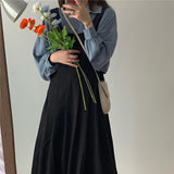 Vvsha Christmas Gift outfit  Sleeveless Dress Women Korean Black Sexy Female Long Dresses Chic All-match Newly Simple Temperament Elegant Pure Teenagers Ins