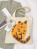 Vvsha- Cartoon Tiger Graphic Shopper Bag  - Women Tote Bags