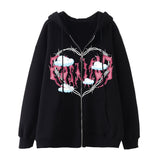 Vvsha Christmas Gift outfit  Oversized Hoodie Women Streetwear Gothic Style Zipper Cardigan Long Sleeve Winter Hoodie Fashion Harajuku Tops Women Sweatshirt