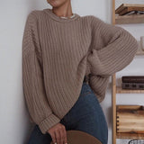 Vvsha Christmas Gift Outfit Women Solid Knitted Thickening Oversized Sweater Female Round Neck Long Sleeve Casual Loose Pullovers Top 2024 Autumn Winter