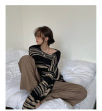 Vvsha Christmas Gift Outfit Thanksgiving Day Gifts NEW Women Punk Gothic Striped Long Sleeve Loose Patchwork Sweater Hip Hop Retro Oversize Pullover Casual Knitted Jumpers