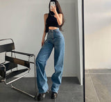 Vvsha Christmas Gift Outfit Baggy Jeans Women 2024 High Waist Denim Trousers Fashion Pants Straight Jeans Mom Jeans Streetwear Y2k Vintage Clothes