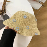 Vvsha Christmas Gift Outfit Women Knitted Lattice Fisherman Hat Handmade Crochet Color Matching Basin Hat Spring and Autumn Knitted Sunscreen Sun Hat