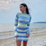 Vvsha Azure Backless Knit Dress