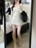 Vvsha Calynda Knitted Lace Mini Dress