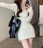 Vvsha Calynda Knitted Lace Mini Dress