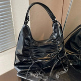 Vvsha Chain Accent Ruched Shoulder Bag