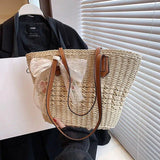 Vvsha Floral Bow Woven Straw Tote Bag