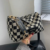 Vvsha Gold Accents Checkered Shoulder Bag