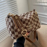 Vvsha Gold Accents Checkered Shoulder Bag