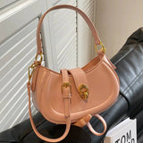 Vvsha Gold Clasp Leather Handbag