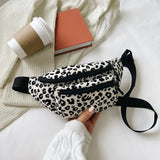 Vvsha Fashion Women Flannel Fanny Pack Waist Bag Wild Leopard Pattern Bum Bag Ladies Bum Hip Bag Money Phone Pouch Casual Chest Bag