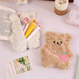 Pencil Cases Plush Kawaii Bear Korean Stationery Piornik Estuche Lapices Estojo Cute Case School Supplies Big Pen Bags Trousse