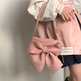 Retro Bowknot Women's Underarm Bag Solid Color Ladies Small Tote Shoulder Bags Female Cute Armpit Bag Cool Girls Pink Handbags