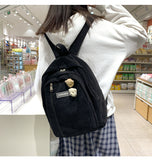 Vvsha Stripe Cute Corduroy Woman Backpack Schoolbag For Teenage Girls Boys Luxury Harajuku Female Fashion Bag Student Lady Book Pack