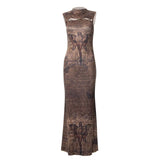 Vvsha Kveen Angel Print Maxi Dress