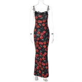 Vvsha Vail Cherry Print Maxi Dress