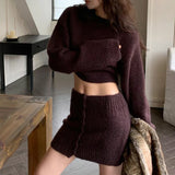 midi skirt outfit fall 2024chinc Winter Short Thickened Sweater Breasted Hip Knitted Short Skirt Two-Piece Suit for Women