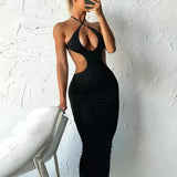 Vvsha Roxanne Halter Cut-Out Maxi Dress