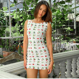 Vvsha Yaren Cherry Print Basic Mini Dress