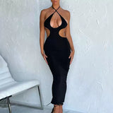 Vvsha Roxanne Halter Cut-Out Maxi Dress