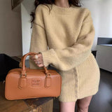 midi skirt outfit fall 2024chinc Winter Short Thickened Sweater Breasted Hip Knitted Short Skirt Two-Piece Suit for Women