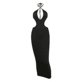 Vvsha Roxanne Halter Cut-Out Maxi Dress