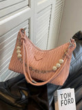 Vvsha Quilted Pearl Accent Handbag