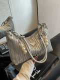 Vvsha Quilted Pearl Accent Handbag