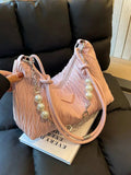 Vvsha Quilted Pearl Accent Handbag