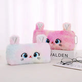 Vvsha Christmas gift Cartoon Plush Pencil Pouch Cute Cat Pencil Case Pen Bag Zipper Fluffy Large Capacity Kawaii Pen Pouch School Office Supplies