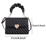 Vvsha Women's Bag Fashion Rhombus Tote Bags Ladys Shoulder Handbag Girls' Totes Bags Student Coin Pack Pleated Metal Heart Shape