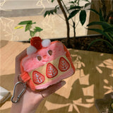 Vvsha Strawberry  Pattern Coin Purses Cute Key Earphone Storage Bag Fashion Kawaii Mini Wallet Fluffy Sweet Organize Pouch Zipper