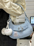 Vvsha Handbag, women's small bag, mobile phone bag new high-end feeling, autumn retro denim star girl shoulder bag niche hand bag