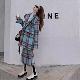 Vvsha Checkered Suit Jacket for Women's Autumn/Winter 2024 Hong Kong Style Retro Small Fragrant Half Skirt Two-piece Set Trendy Trendy