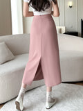 Vvsha High Waist Long Skirts Women New Arrival 2024 Fashion Korean Style Solid Color All-match Office Lady Elegant A-line Skirt