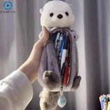 Vvsha Christmas gift Plush Sea Otter Pencil Case Portable Pen Marker Holder School Supplies Cartoon Soft Pencil Pouch Pen Bag Makeup Pouch