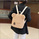 Vvsha Women's Cute Bear Shaped Shoulder Backpack Personalised Bear Backpacks Portable Children Shopping Rucksacks-LJX