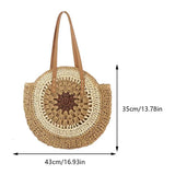 Vvsha Summer Straw Bags for Women Round Shoulder Bag Travel Handmade Woven Beach Handbags Female Large Capacity Totes Shopping Bags