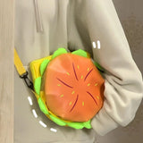 Vvsha Stylish Hamburger Daypack Laptop Storage Zipper Portable Casual Tote PU Cheeseburger Backpack for Unisex Travel Outdoor Vacation