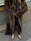 Vvsha Women's Luxury Soft Thicken Warm Hairy Faux Fox Fur Coat Fashion Oversized Brown Long Sleeve Fluffy Jacket 2024 Lady Streetwear