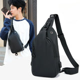 Vvsha Men Bag Fashion New Solid Color Men Chest Bag Outdoor Casual Fashion One Shoulder Crossbody Bag Nylon USB Charging Shoulder Bags