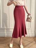 Vvsha High Waist Mermaid Skirts Women New Arrival 2024 Korean Style Solid Color Office Ladies Elegant Slim Long Skirt