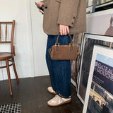 Vvsha Korean Fashion New Small Square Bag Shoulder Bags Brown Niche Retro Suede Surface Leisure Versatile Trend Lady Crossbody Bags