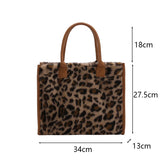 Vvsha Winter Faux Fur ,Leopard Print Designer Shopper Totes, Fashion Soft Plush Women Shoulder Bags, Large Capacity Handbags and Purse