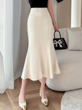 Vvsha High Waist Mermaid Skirts Women New Arrival 2024 Korean Style Solid Color Office Ladies Elegant Slim Long Skirt