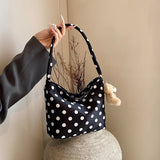 Vvsha 1pcs pure color polka dot shoulder bag fashion armpit bag bucket bag comes with pendant