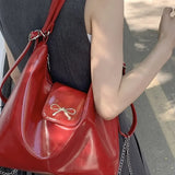 Vvsha Fashion Bow Wine Red Single Shoulder Crossbody Bags 2024 New Trendy Niche Underarm Coin Purses Solid Versatile Female Handbags