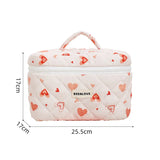 Vvsha Fashion Women Heart Cosmetic Quilted Bag Portable Makeup Toiletry Organizer Storage Pouch Handbag Cute Cotton Make Up Zipper Bag